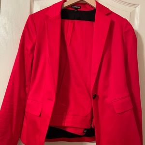 Red hot pants suit